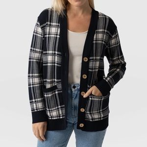 SAINT + SOFI PLAID SWEATER - like NEW long sleeve cardigan